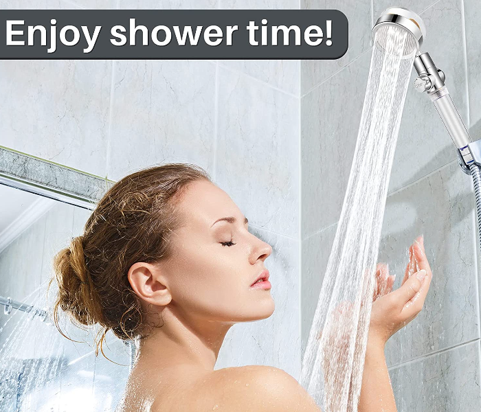 Turbocharged Hand Shower, Propeller Driven High Pressure Water Saving 1 Piece, Red éä¿¡è²©å£²