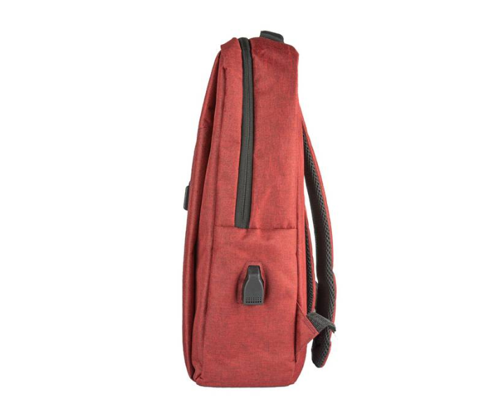 Porodo PD-BP16LP-RED 15.6 Inch Nylon Fabric Lifestyle Computer Backpack with Adjustable Shoulder Strap - Red - Zoom Image 3