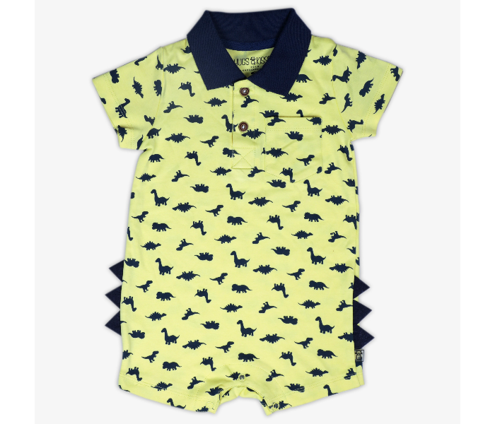 Hugs and Kisses SU19SSV18 9-12Month Raptor Ranch Baby Romper -Yellow and Blue - Zoom Image 1