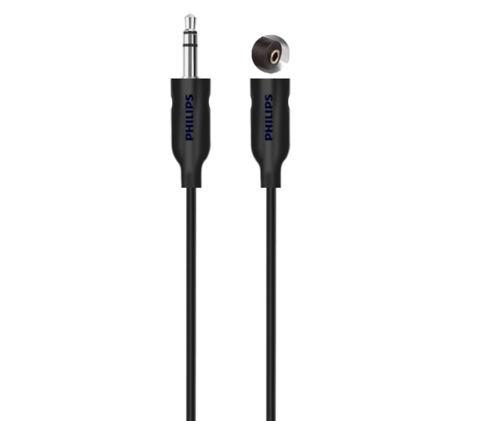 Philips SWA2528W10 Flexible PVC Jacket Headphone Extension Cable -Black - Zoom Image 1