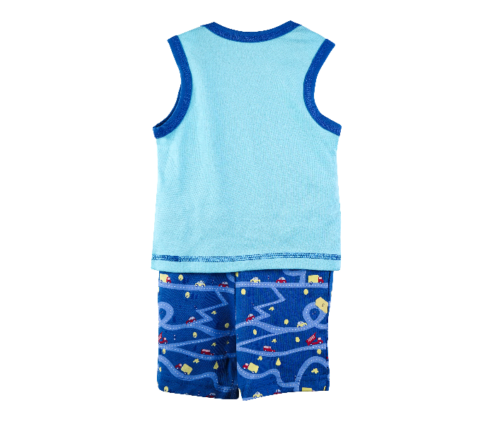 Popees Farrel Comfortable Sleeveless Tshirt with Shorts for 3 Years Babies - Blue - Zoom Image 2