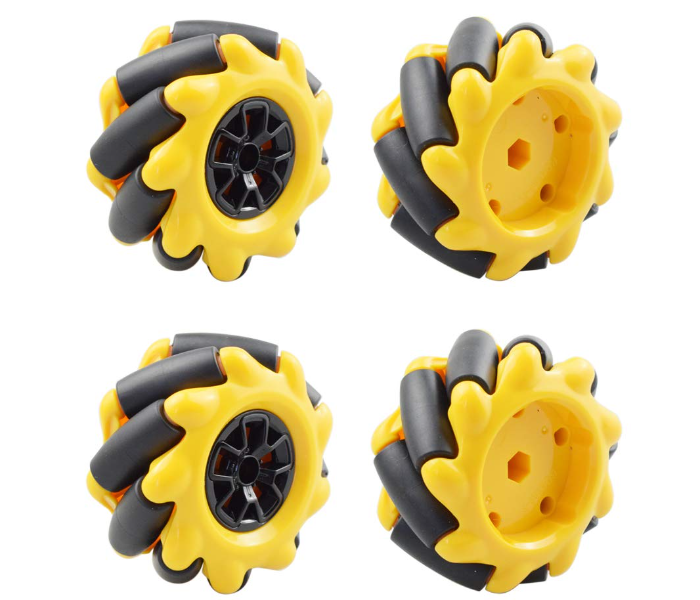 60mm High Hideness Mecanum Wheel Omni-Directional Wheel with 4 Piece TT Motor Hubs - Yellow - Zoom Image 3