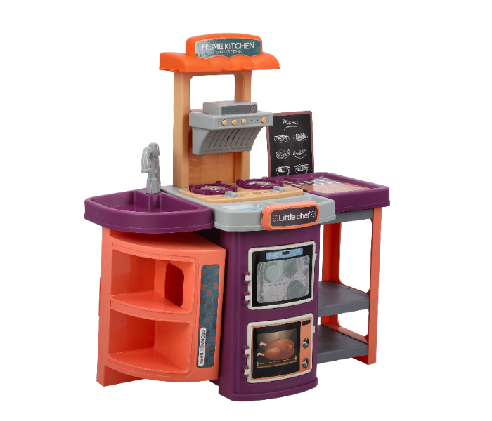 Merriboy MBKS2603 49 Pieces Vanyeh 2 in 1 Kitchen Playset with Realistic Lights and Sounds for Kids - Orange and Purple - Zoom Image 3