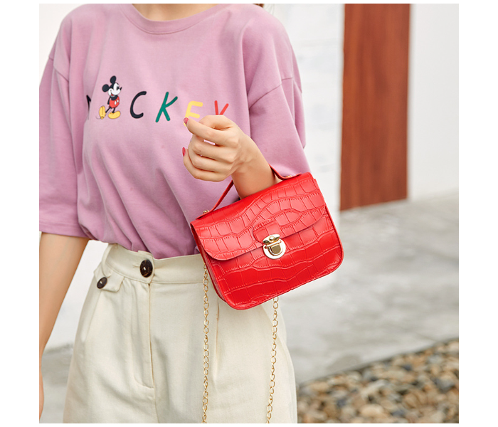 FN-Classic Crocodile Pattern Fashion Mini Shoulder Phone Bags with Chain Strap for Women - Red - Zoom Image 2