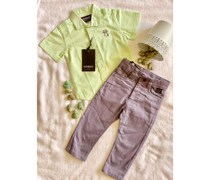 Hugs and Kisses CS20PNT04 12-18Month Fargo Kids Shirt and Pants - Yellow and Grey - Zoom Image