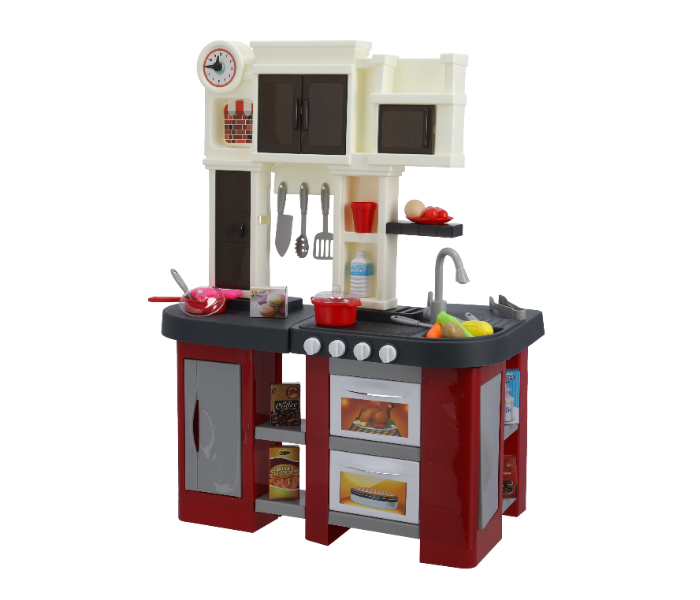 Merriboy MBKS1867 Run Water Kitchen Role Play Sink Playset with Lights and Sound - White and Red - Zoom Image 3