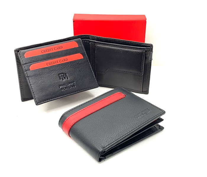 Philippe Morgan PM077 Leather Bifold Wallet for Men - Black - Zoom Image 1