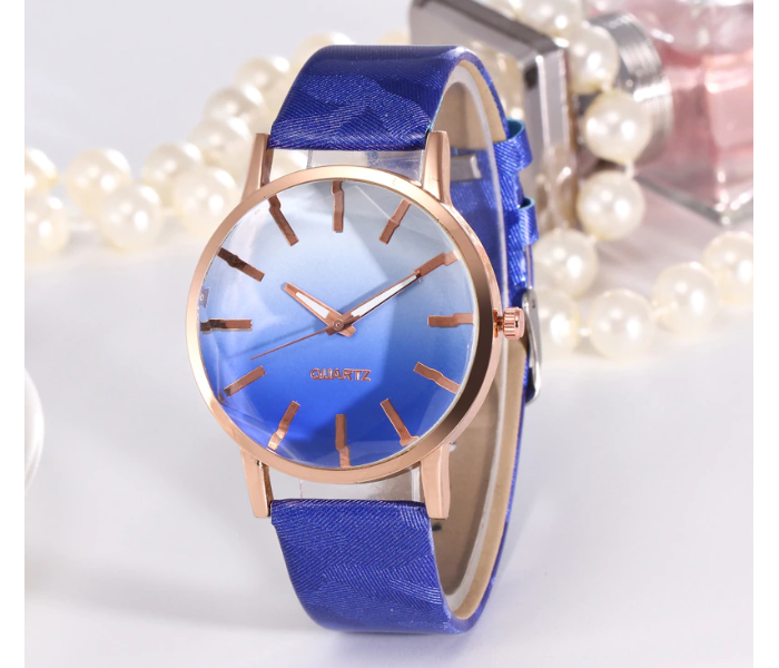 Femme 7360 Casual Wrist Watch with Leather Strap for Women - Blue - Zoom Image