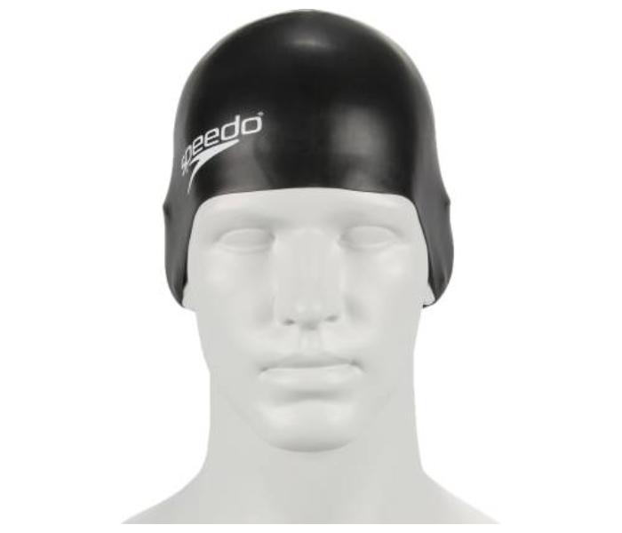 Speedo Junior Plain Moulded Silicone Swimming Cap - Black - Zoom Image 1