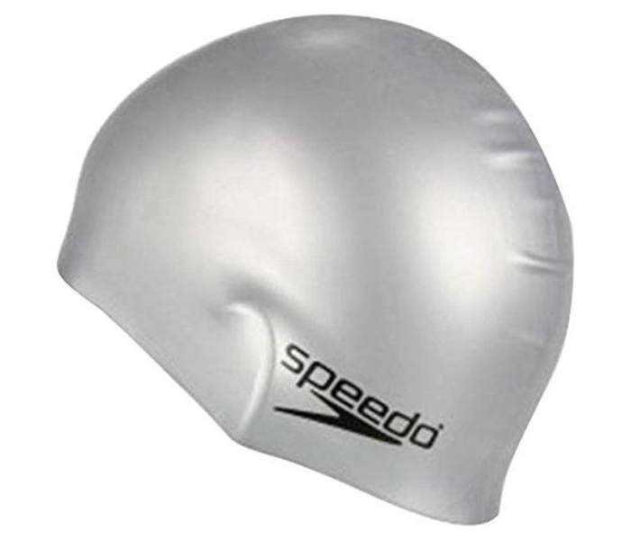 Speedo Unisex Plain Flat Silicone Swim Cap - Silver - Zoom Image 3