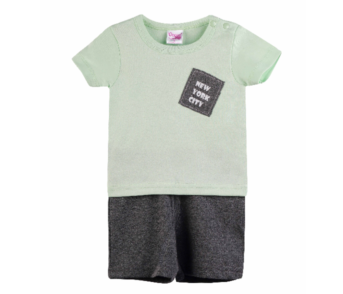 Popees Cameron Comfortable Half Sleeve Tshirt with Shorts for 2 Years Babies - White and Grey - Zoom Image 1