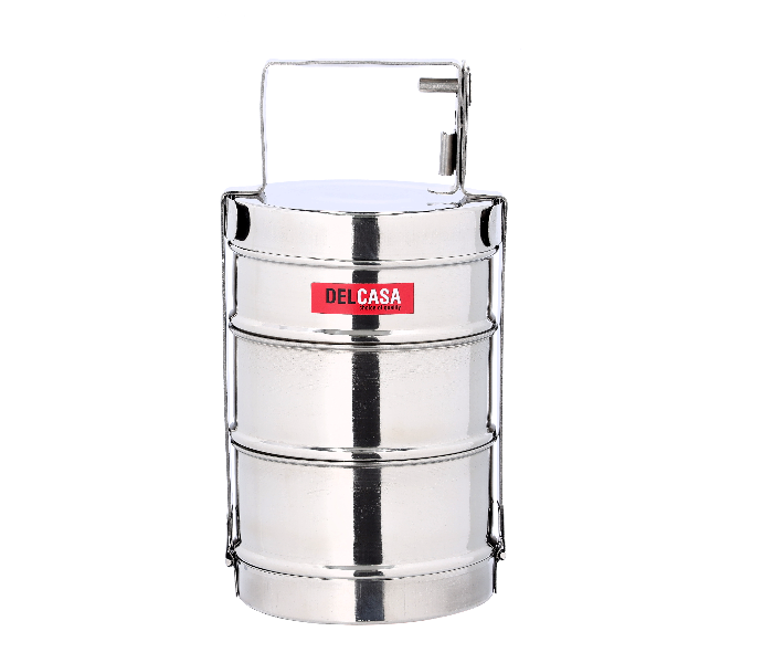 Delcasa DC1986 3Layer Stainless Steel Bombay Tiffin  With Removable Inner Plate -Silver - Zoom Image 1