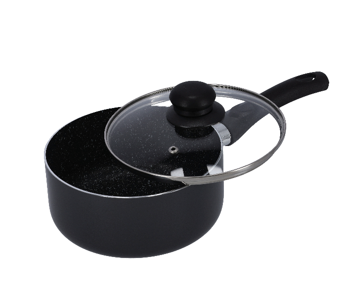 Delcasa DC1584 18cm Non Stick Aluminium Saucepan with Lid - Black - Zoom Image 4