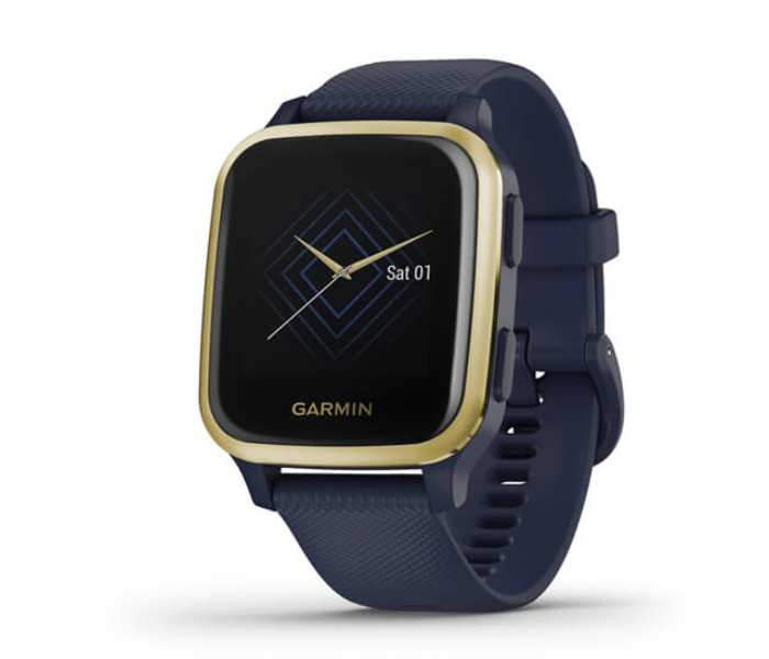 Garmin 010-02426-12 Venu Sq Music Edition GPS Smartwatch with Light Gold Aluminium Bezel Case and Silicone Band - Navy - Zoom Image 1