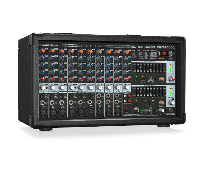 Behringer EUROPOWER PMP2000D 2000W 14 Channel Powered Mixer with Klark Teknik Multi-FX Processor and Wireless Option - Black - Zoom Image 2