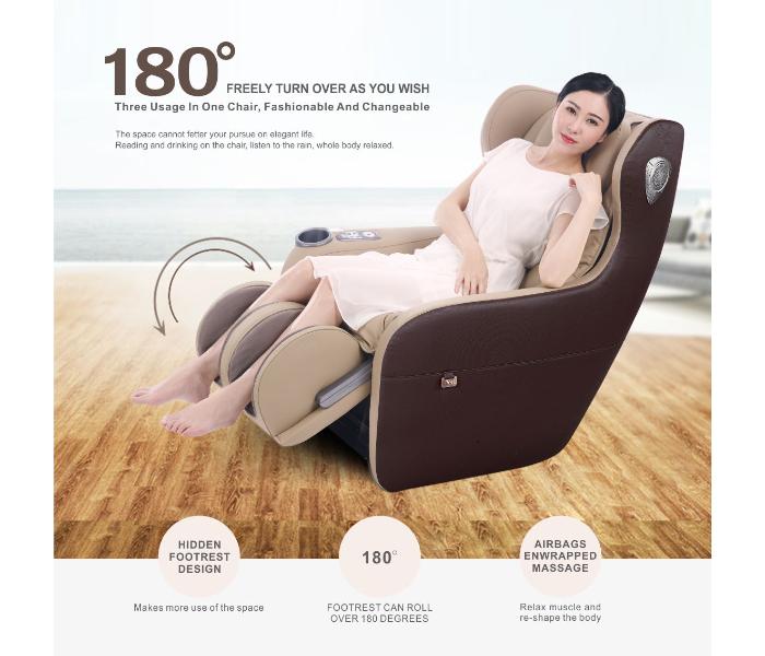 iRest A156-2 Mechanical Massage Intelligent SL Shape Sharp Curved Rail Full Body Massagist Sofa with Hidden Foot Rest Massage -Beige - Zoom Image 2