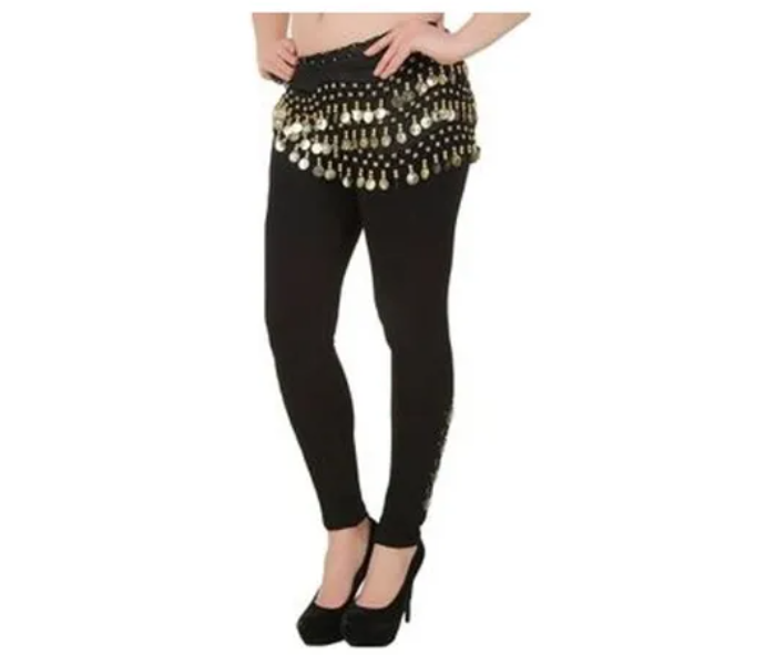 Belly Dance Wrap Belt Skirt - Black and Golden - Zoom Image 2