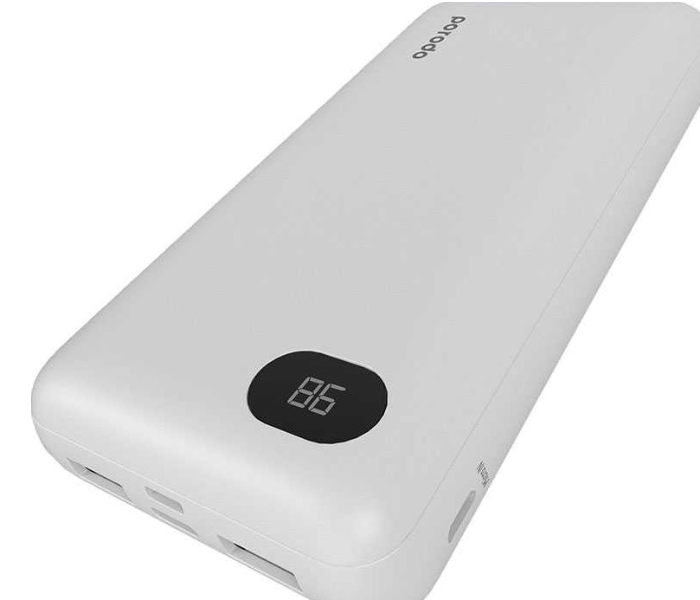 Porodo PD-PBFCH003-WH 20000mAh 4-Port Portable Type-C and Micro USB Power Bank with LED Digital Power Display - White - Zoom Image 3