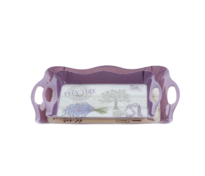 Delcasa DC1647 12x15 Inch 2 Pieces Long Lasting Melamine Serving Tray Set - White and Purple - Zoom Image 2