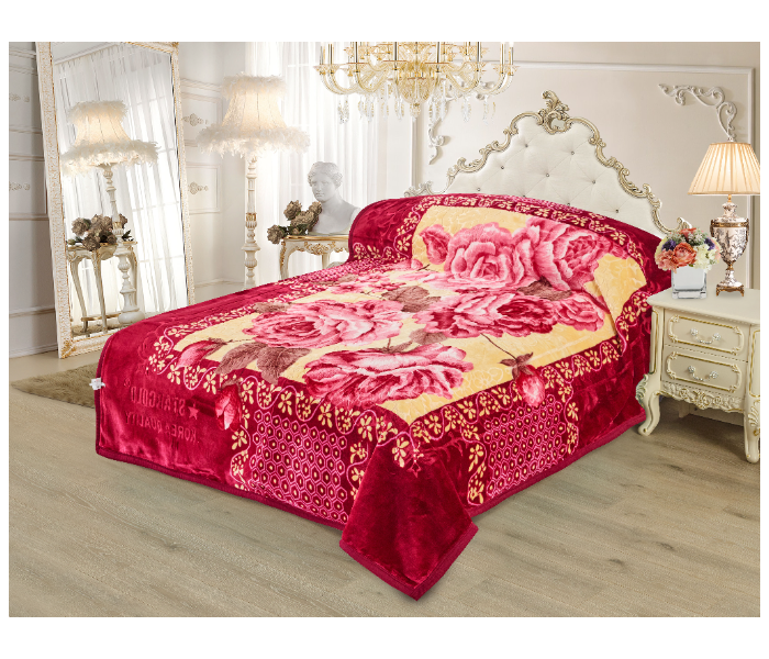 Stargold SG-BL2032 9Lbs 2Ply Single Bed Embossed Super Soft Blanket - Maroon - Zoom Image