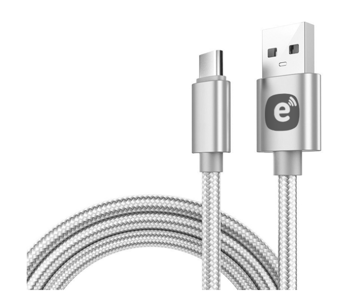 Elexro Elex-LC3001-WH 1 Metre Nylon USB-A to USB-C Cable - White - Zoom Image