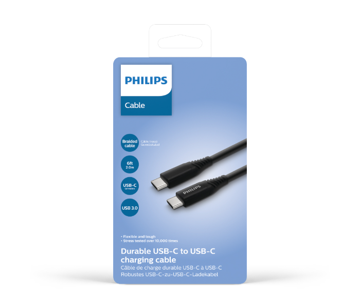 Philips DLC5206C-00 2meter USB-C 3.0 to USB-C Braided Cable -Black - Zoom Image 6