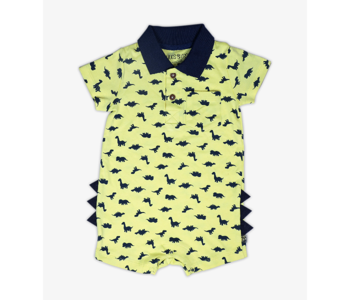 Hugs and Kisses SU19SSV18 3-6Month Raptor Ranch Baby Romper -Yellow and Blue - Zoom Image 1