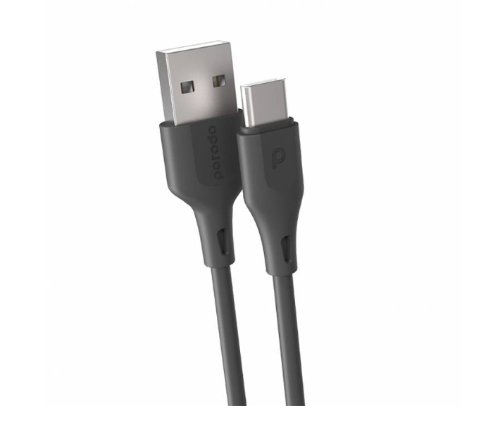 Porodo PD-U12CC-BK 3A PVC Type-C Cable with Fast Charge and Sync Data Connector - Black - Zoom Image 2