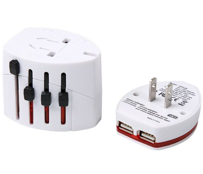 All in One Dual USB Surge Protection and Worldwide Compatible Universal International Travel Adapter - White - Zoom Image 4