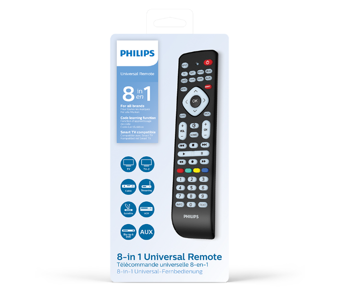 Philips SRP2018-10 Smart TV Compatible 8 in 1 Universal Remote Control -Black - Zoom Image 6