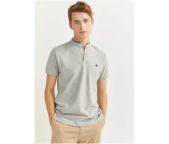 Springfield 143763143 Medium Basic Slim Fit Polo Shirt for Men - Grey - Zoom Image 1