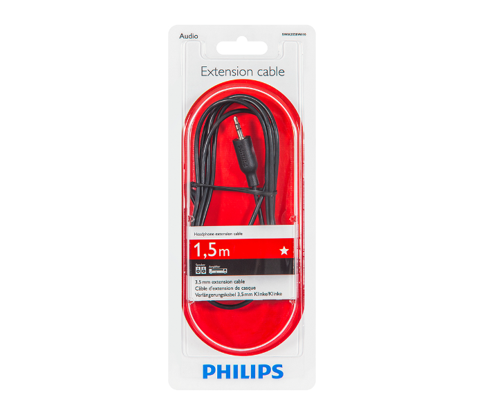 Philips SWA2528W10 Flexible PVC Jacket Headphone Extension Cable -Black - Zoom Image 6