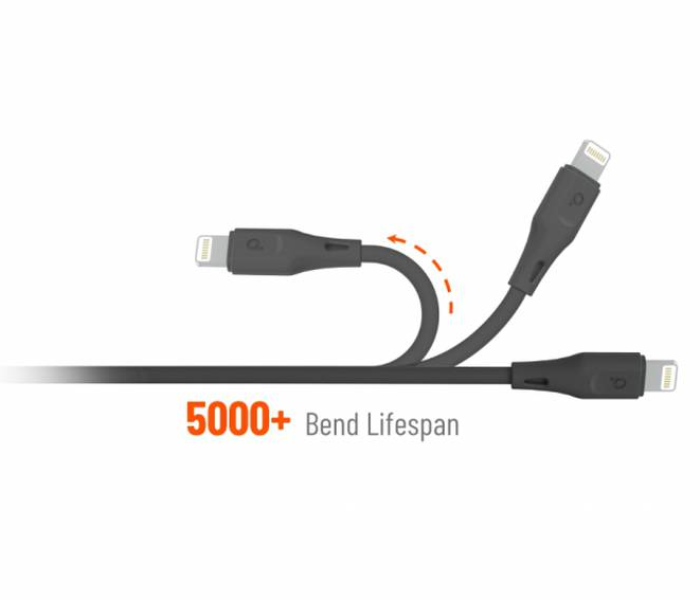 Porodo PD-U3LC-BK 3 Meter Durable PVC Lightning Cable with Fast Charge and Data Connector - Black - Zoom Image 3