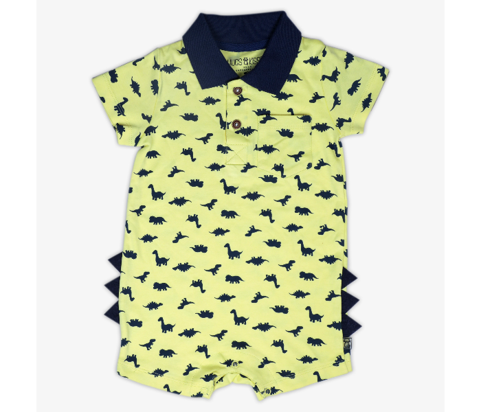 Hugs and Kisses SU19SSV18 Raptor Ranch Baby Romper -Yellow and Blue - Zoom Image 1