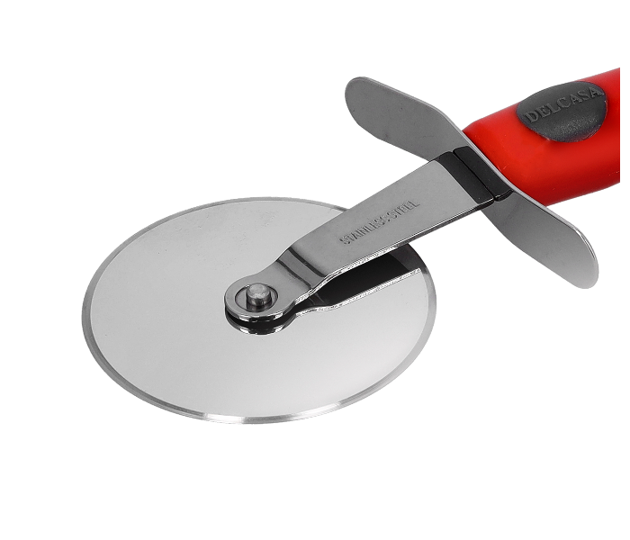 Delcasa DC1925 21.5X7.5 cm Stainless Steel Durable Pizza Cutter -Silver and Red - Zoom Image 3