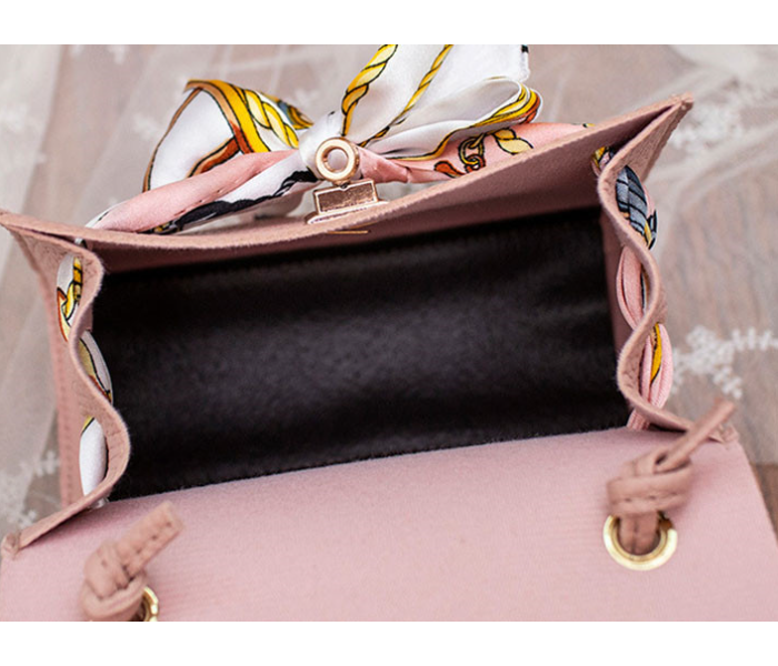 FN-Silk Scarf Shoulder New Ladies Hand Bags for Mobile Phone and Coin Purse - Pink - Zoom Image 2