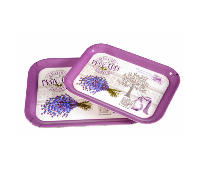 Delcasa DC1646 11x13 Inch 2 Pieces Durable Melamine Serving Tray Set - White and Purple - Zoom Image 1