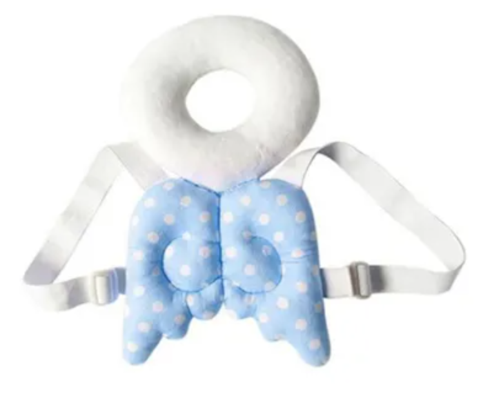 Baby Head Protection Pad With Straps - White and Blue - Zoom Image 1