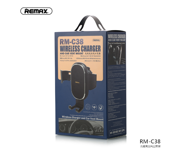 Remax RM-C38 Wireless Charger And Car Vent Mount Holder -Black - Zoom Image 3