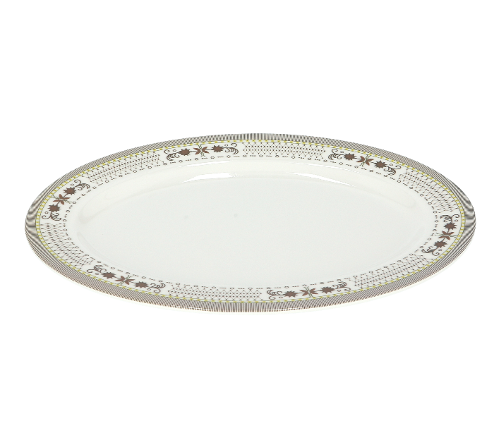 Delcasa DC1790 14 Inch Melamine Durable and Lightweight Floral Design Oval Plate - White - Zoom Image 4