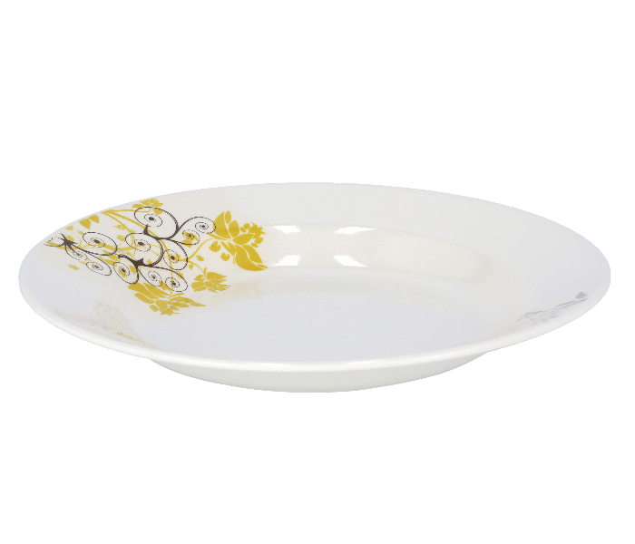 Delcasa DC1863 10 Inch Durable and Heat Resistant Melamine Soup Plate - White and Yellow - Zoom Image 1