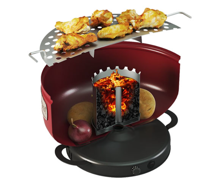 Nedyme Smokeless Charcoal Barbecue with Roasting Pan -Red - Zoom Image 2