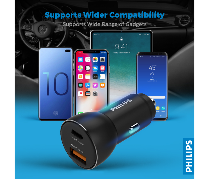 Philips DLP2521-00 36W Dual Port USB Car Charger with Power Delivery Support -Black - Zoom Image 5