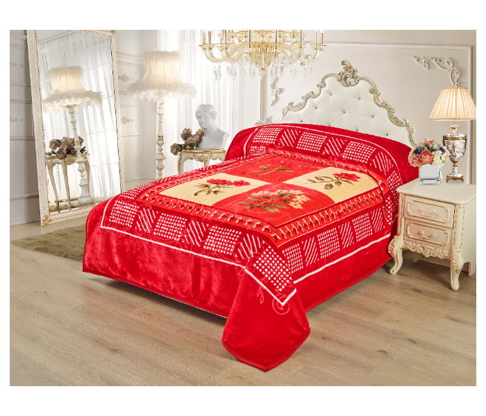 Stargold  SG-BL2036 14Lbs 2Ply Double Bed Embossed Super Soft Blanket - Red - Zoom Image