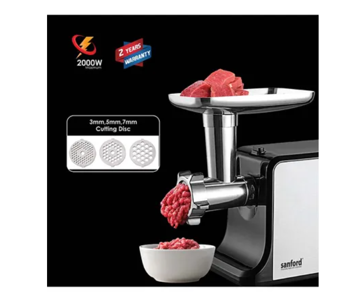 Sanford SF5858MG-C 2000W Meat Grinder Mincer - Black and Silver - Zoom Image 4