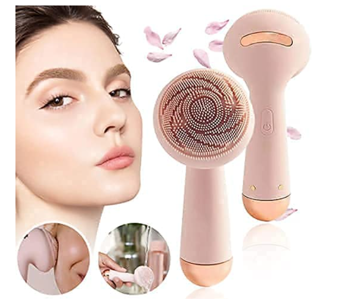 Chargeable Soft Silicone Deep Cleaning and Exfoliating Waterproof Face Brush - Pink - Zoom Image 2