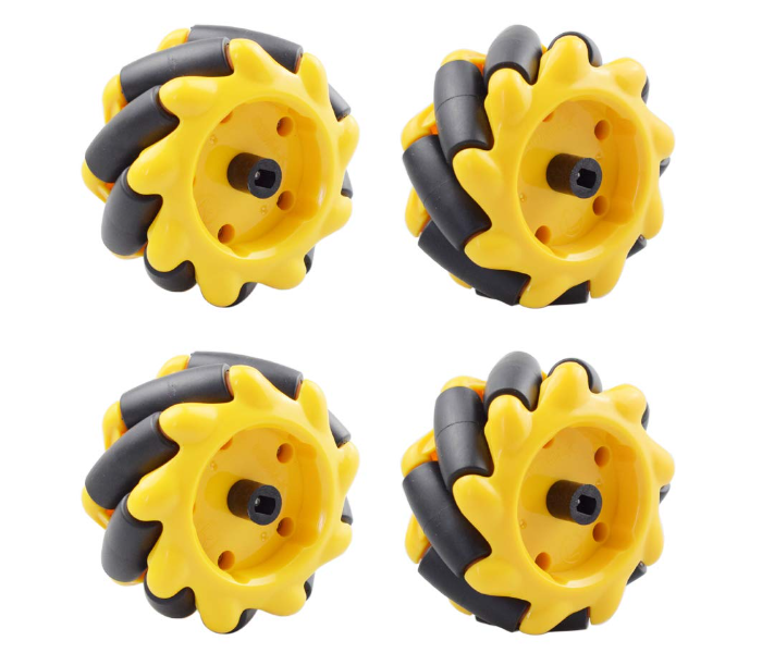 60mm High Hideness Mecanum Wheel Omni-Directional Wheel with 4 Piece TT Motor Hubs - Yellow - Zoom Image 2