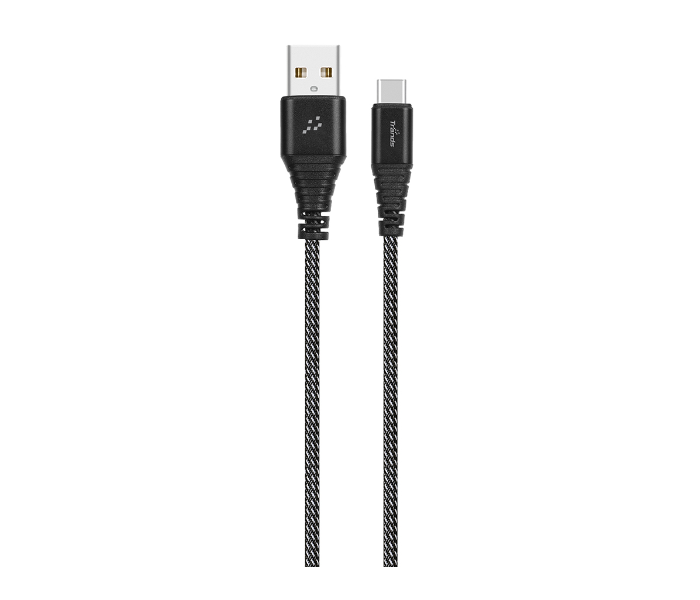 Trands TR-CA7893 60 Watts Double Braided Nylon Type-C to USB Cable - Black - Zoom Image 1