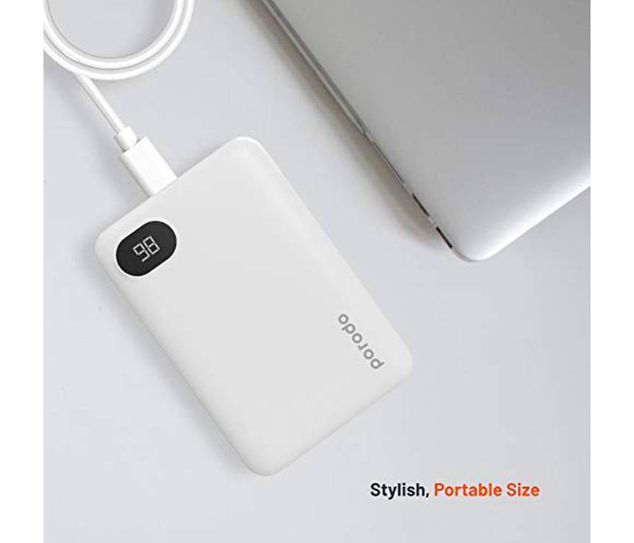 Porodo PD-PBFCH002-WH 10000mAh 4 Port Portable Type-C and Micro USB Power Bank with LED Digital Power Display- White - Zoom Image 5