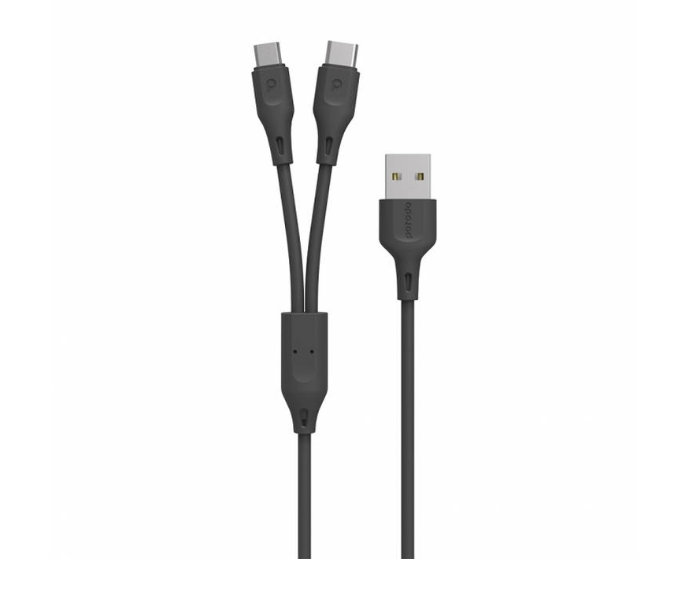 Porodo PD-21CM-BK 2 in 1 Durable Type-C Micro USB Fast Charge Data Cable for Android - Black - Zoom Image 2